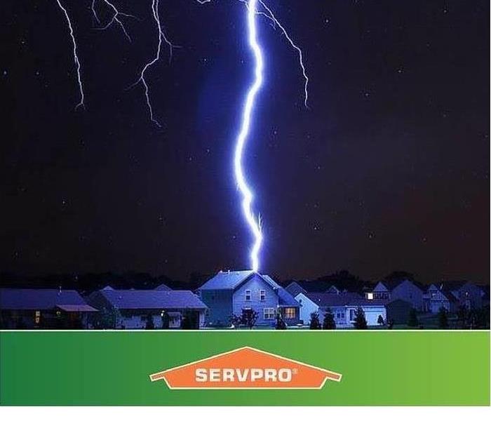 A lightning bolt is shown striking a house